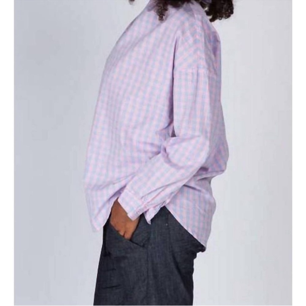 A SHIRT THING Penelope Pink Check blouse top medium - Picture 16 of 16